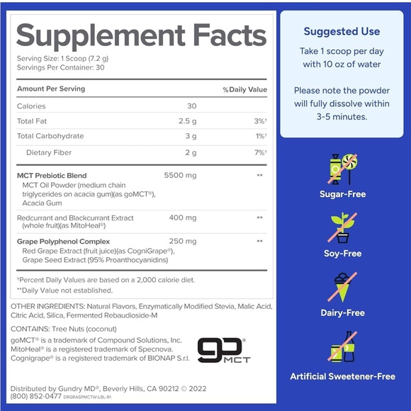 2 Pack Fat Burning Gundry MD MCT Wellness Raspberry Medley Supplement - Picture 5 of 11